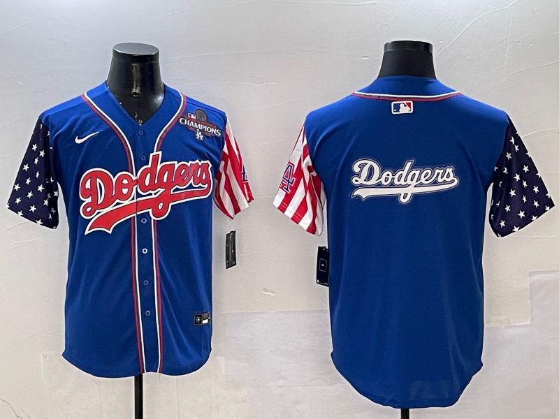 Men Los Angeles Dodgers Blank Blue a generation of national flags Joint name 2025 Nike MLB Jersey style 14->los angeles dodgers->MLB Jersey